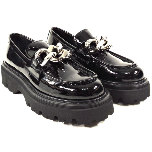 CASADEI 🇮🇹 WOMENS BLACK PATENT LEATHER COMFORT LOAFERS - Picture 2 of 7